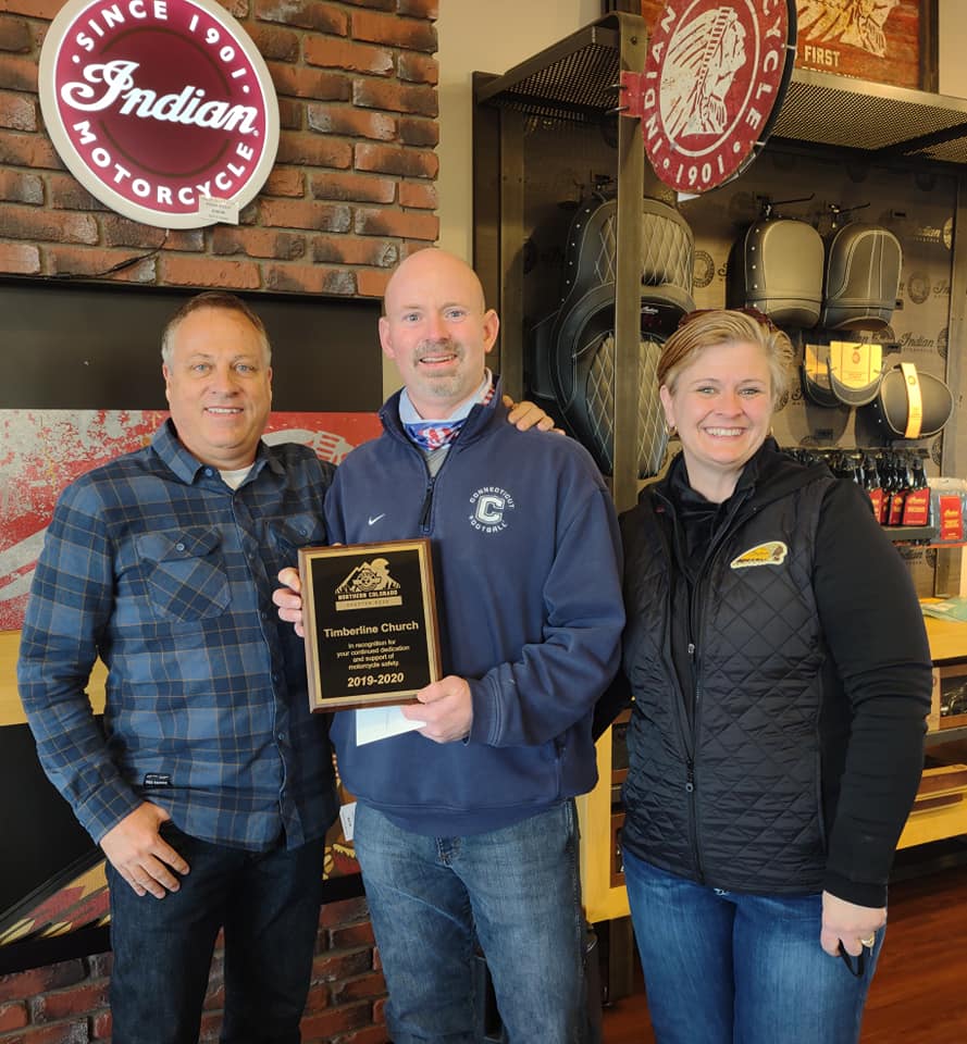 NoCo IMRG presented Timberline Church with Plaque for Motorcycle Safety