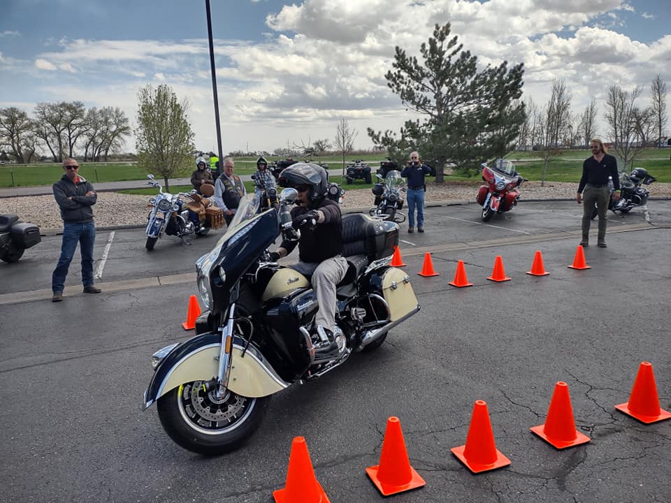 Northern Colorado Indian Motorcycle Riders Group Turn Maneuver